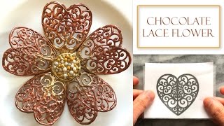 How to Make a Chocolate Lace Flower  Chocolate Decorations [upl. by Lyreb549]