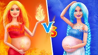 Desafio Calor vs Frio  12 DIY Barbie Grávida Truques e Artesanatos [upl. by Janerich]