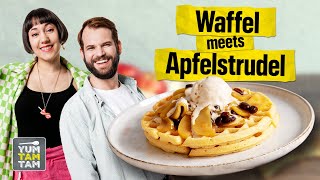 Belgische Waffeln  Waffel Rezept mit Apfelstrudel [upl. by Neal]