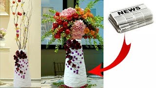 How to make flower vase with newspaper  newspaper flower pot  flower vase making  easy craft idea [upl. by Ahsoyem]