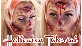 Plastic Surgery Gone Wrong  HALLOWEEN MAKEUP TUTORIAL [upl. by Neenaj]