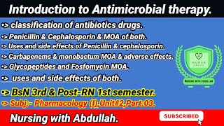 Introduction to antimicrobial therapy in urduPostRn 1st semesterUnit2part 3 Pharmacology [upl. by Monney]