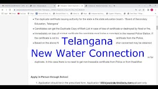 Telangana  Online New Water Connection Online [upl. by Enirak]