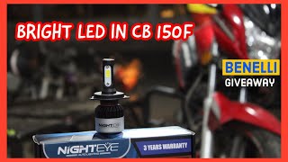 Nighteye Led in Honda CB150F  How bright it is [upl. by Htiduj]