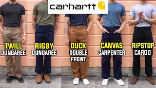 COMPLETE Guide To Carhartt Work Pants Double Front Ripstop Cargo Carpenter TwillRigby Dungaree [upl. by Anahsat]