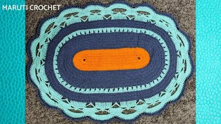 Beautiful Oval Crochet Rug  Woolen Rug  English Tutorial [upl. by Eseerehs734]