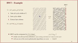 COMP526 Fall 2023 59 §59 The Burrows Wheeler Transform [upl. by Nyrat674]