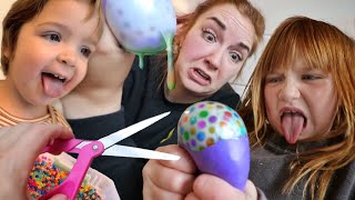 MAKiNG SQUiSHiES with ADLEY Whats inside our homemade squishy toys Family Craft n Backyard Fort [upl. by Nazay560]