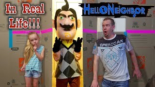 Hello Neighbor in Real Life Squishy Scavenger Hunt Game in Huge Box Fort Maze [upl. by Ldnek]