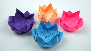 Basteln mit papier Lotusblüte falten  Blumen basteln  Origami Lotus flower [upl. by Oicaro]