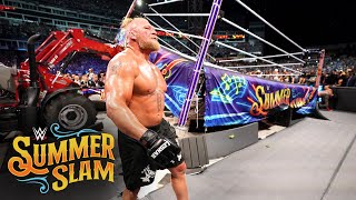 Brock Lesnar lifts the ring with a tractor SummerSlam 2022 WWE Network Exclusive [upl. by Ballinger]