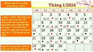 Lịch âm tháng 1 năm 2024 Lịch âm hôm nay Lịch vạn niên 2024 Ngày tốt xấu tháng 12024 [upl. by Satterlee]