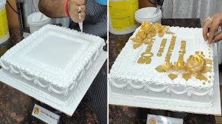 50 Happy Golden Anniversary Mod Dad Cake Square Shape  Beautiful Square Cake [upl. by Artenehs]