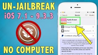 How To UnjailbreakRemove Cydia iOS 933 w Cydia Eraser  Restore Without Updating No Computer [upl. by Cannon]