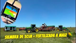 SIEMBRA DE SOJA  FERTILIZADA A MAÍZ 🌽 [upl. by Yrome995]