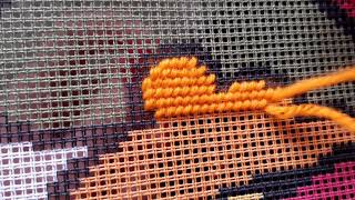 How to sew half cross stitch in needlepoint tapestry [upl. by Eniotna]