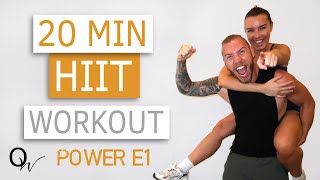 20 MINUTE HIIT WORKOUT  No Equipment  FAT BURNING  HOME OR GYM  Power E1 [upl. by Farlie117]