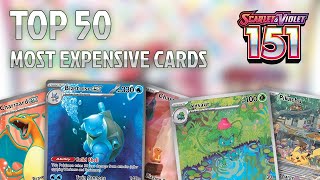 TOP 50 Most Expensive Pokemon 151 cards [upl. by Ecenahs]