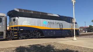 Amtrak passing through Hanford California Railfanning at Hanford California [upl. by Naawaj]