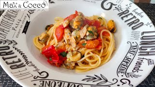 SPAGHETTI COZZE e VONGOLE SURGELATE con POMODORINI [upl. by Cadal]