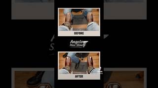 TAKE A SEAT FOR THE BEST SHOE SHINE shoes angeloshoeshine restoration workboots leather [upl. by Ravaj]