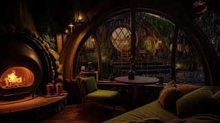 Cozy Hobbit House with Rain and Thunder  Autumn Rainy day ASMR [upl. by Nohtahoj]