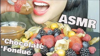 ASMR FRUIT BERRIES CHOCOLATE FONDUE EATING SOUNDS NO TALKING  SASASMR [upl. by Yi237]