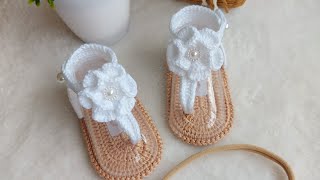 SANDALIAS A CROCHET PARA BEBE🌸modelo Elitte de 105 CM 3 a 6 meses 🌸 FaniCrochet [upl. by Hurless]