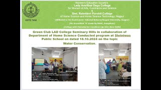 Green Club amp Department of Home Science Conducted program Water Conservation Awareness on 18102024 [upl. by Herstein334]