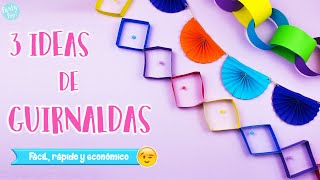 Como hacer Guirnaldas de papel 3 ideas ✨  Fáciles rápidas y económicas 🥳 Partypop DIY🎉 [upl. by Wolfy257]