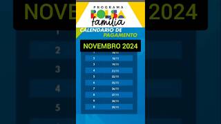 CALENDÁRIO DE PAGAMENTO BOLSA FAMÍLIA DE NOVEMBRO 2024  Atualizado [upl. by Etram]