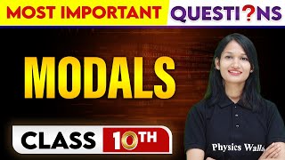 MODALS  Most Important Questions  Class10th [upl. by Ahsinaw]