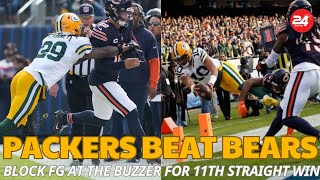 Packers Block FG at the Buzzer to Beat Bears for 11th Straight Win [upl. by Ardnekal]