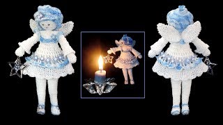 Weihnachten Advent Engel in blau weiß HÄKELN Christmas Angel CROCHET [upl. by Gilbertina]