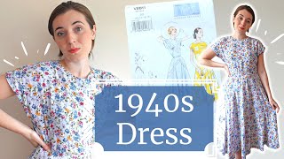 I tried my first Vintage Vogue pattern and I love it PS its a 1940s Dress V8811 [upl. by Yeargain228]