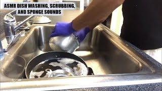 ASMR Cleaning pots and pans  glove sounds  scrubbing  water sounds [upl. by Etnoek]