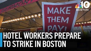 Hotel workers prepare to strike in Boston [upl. by Dirtsa]