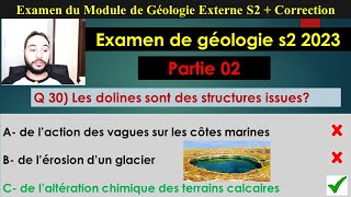 examen de géodynamique externe et la correction officielle s2 2023 fssm et fsdm partie 02 [upl. by Jolie]