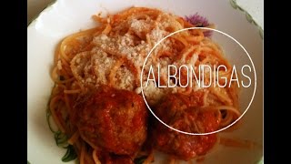 Cómo hacer Albondigas con espagueti  Palomitas  Bolitas de Carne Meatballs [upl. by Anitsyrhk]