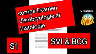 corrigé dun examen de lembryologie et histologie S1  SVI  BCG [upl. by Aisenat]