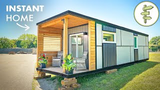 This Prefab Tiny House with Integrated Deck is an Instant Home – FULL TOUR [upl. by Lledner455]