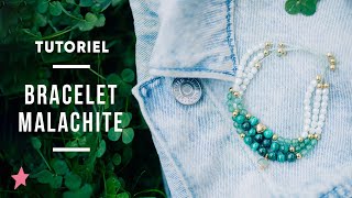 TUTORIEL  Bracelet en Malachite et Aventurine avec noeud coulant [upl. by Wrench]