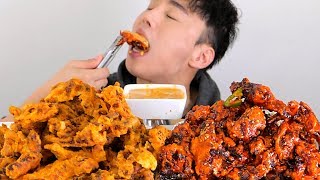 치킨매니아 닭발튀김  후라이드닭발  진미양념닭발 리얼사운드 ASMR 먹방  Chicken feet Fried  social eating mukbang [upl. by Buell]