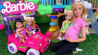 Barbie Doll Family Playground Playdate Routine [upl. by June]