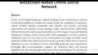 Non Fungible Token Enhanced Blockchain Based Online Social Network [upl. by Yevreh]