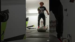 Stand Balance Fitball w Tennis Ball Rebound [upl. by Annoyt299]