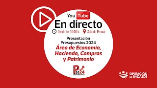 RUEDA DE PRENSA  Presupuestos 2024 Área de Economía Hacienda Compras y Patrimonio [upl. by Horatius145]