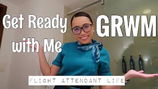 GET READY WITH ME FLIGHT ATTENDANT EDITION  HAIR AND MAKEUP  Flight Attendant Life [upl. by Ebaj154]