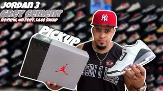 Jordan 3 Grey Cement  PickupReview On Feet amp Lace Swap [upl. by Aneeles]