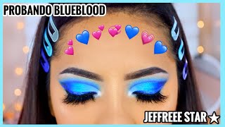 PROBANDO MAQUILLAJE POPULAR BLUE BLOOD Palette Jeffree Star♥BeautybyNena [upl. by Stalder]